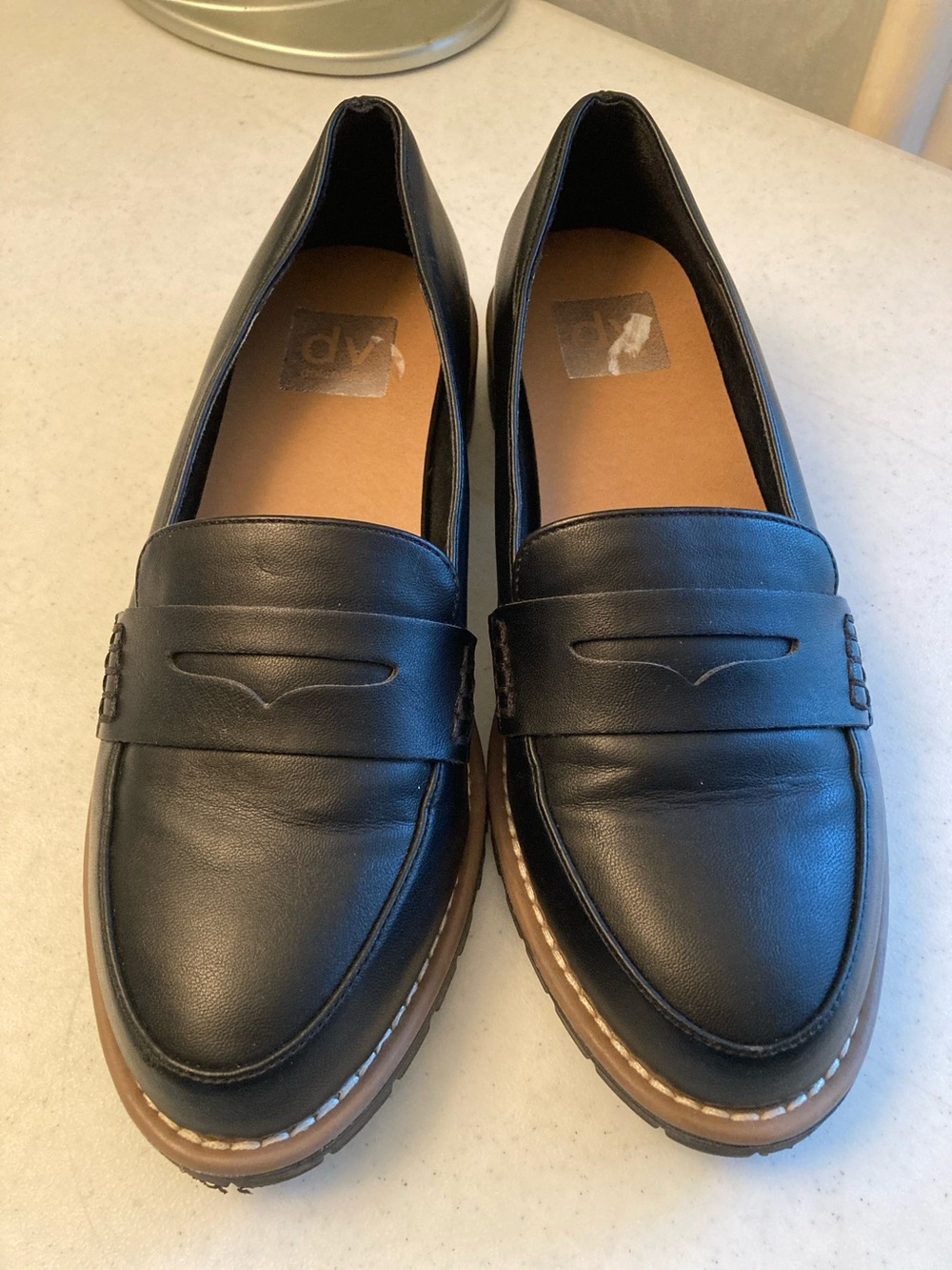 DV by Dolce Vita Catalina  Black Penny Loafers with Brown Trim